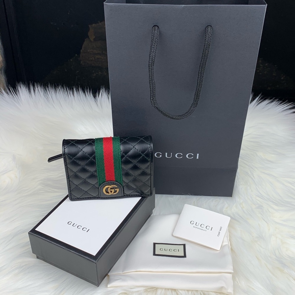 Gucci Trapuntata Leather Flap Card Case Wallet - Picture 13 of 13